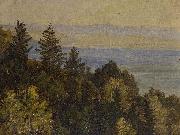 Carl Gustav Carus Blick uber einen bewaldeten Abhang in weite Gebirgslandschaft Sweden oil painting artist